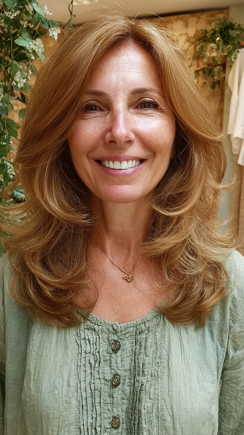 Flowing Caramel Layers with Mid-Length Style