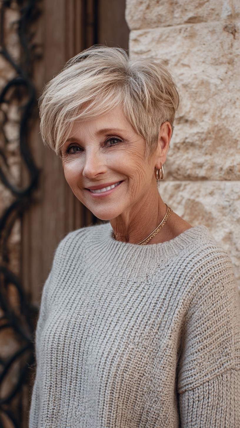 Lightly Tousled Silver Layer Cut