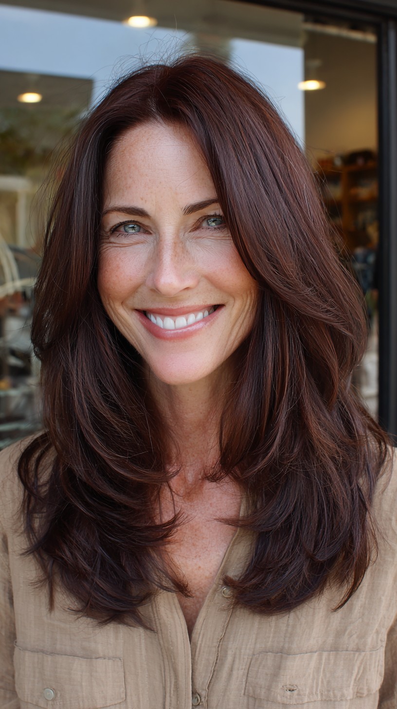 Luxurious Auburn Tresses with Voluminous Layers