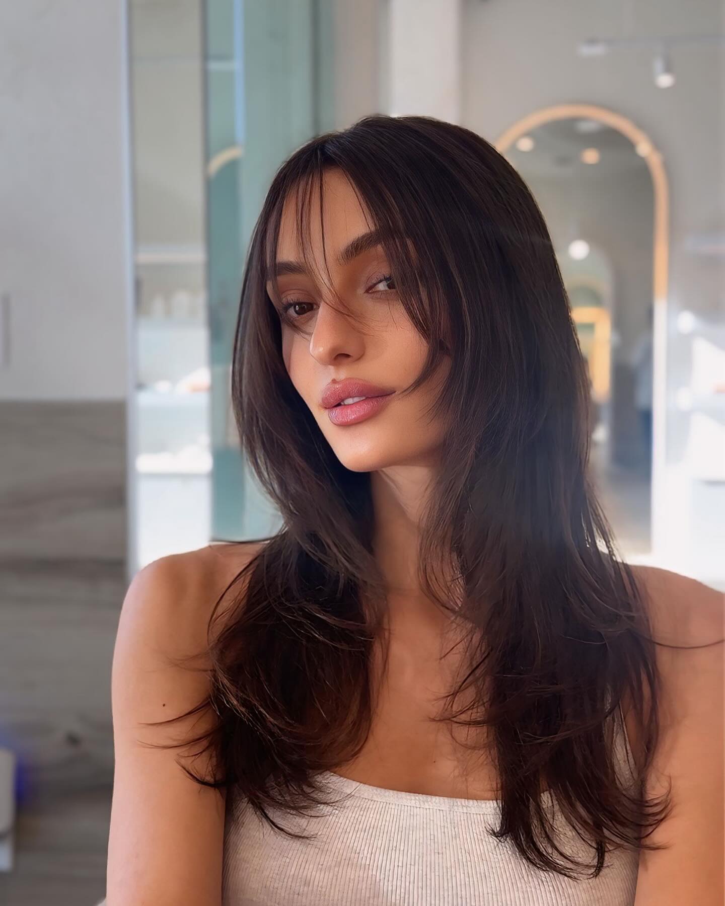 Modern Layered Cut with Soft Wispy Bangs
