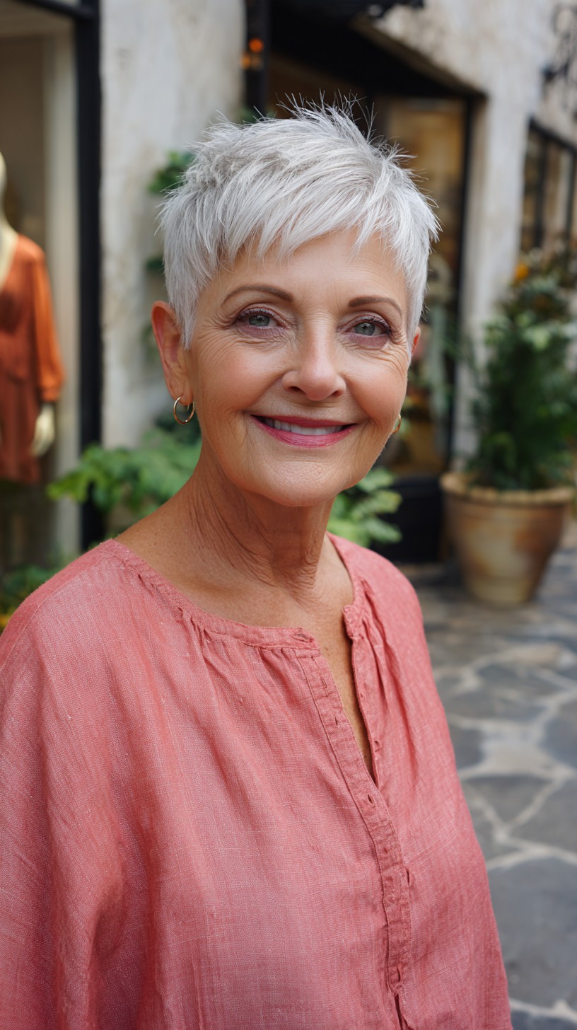 Platinum Feathered Pixie with Natural Texture