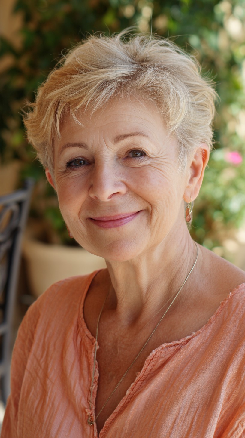 Playful Blonde Tousled Pixie with Natural Highlights