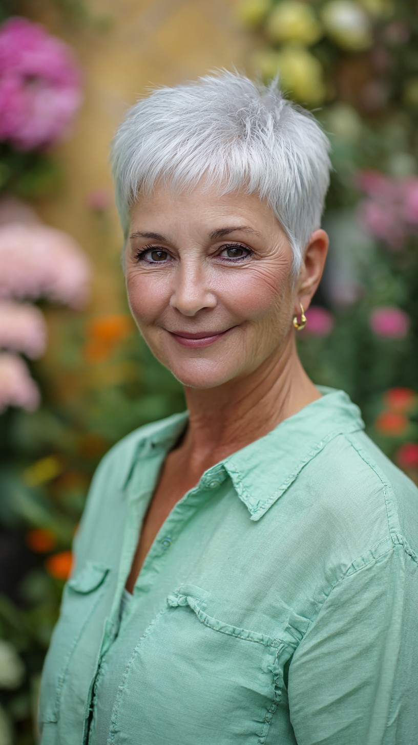 Silver Chic Ultra-Short Layered Pixie