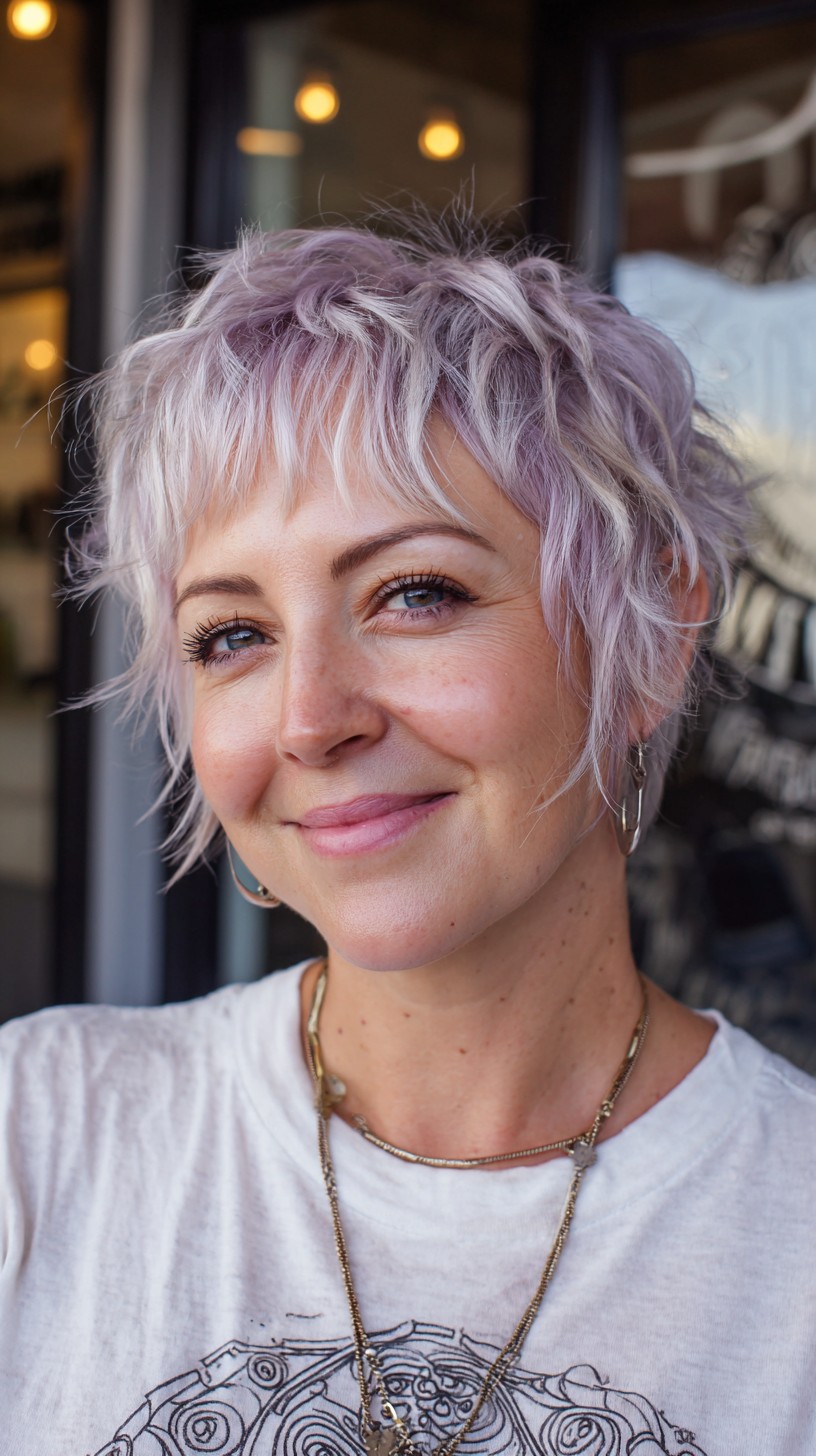 Soft Lavender Pixie Shag for Fine Hair