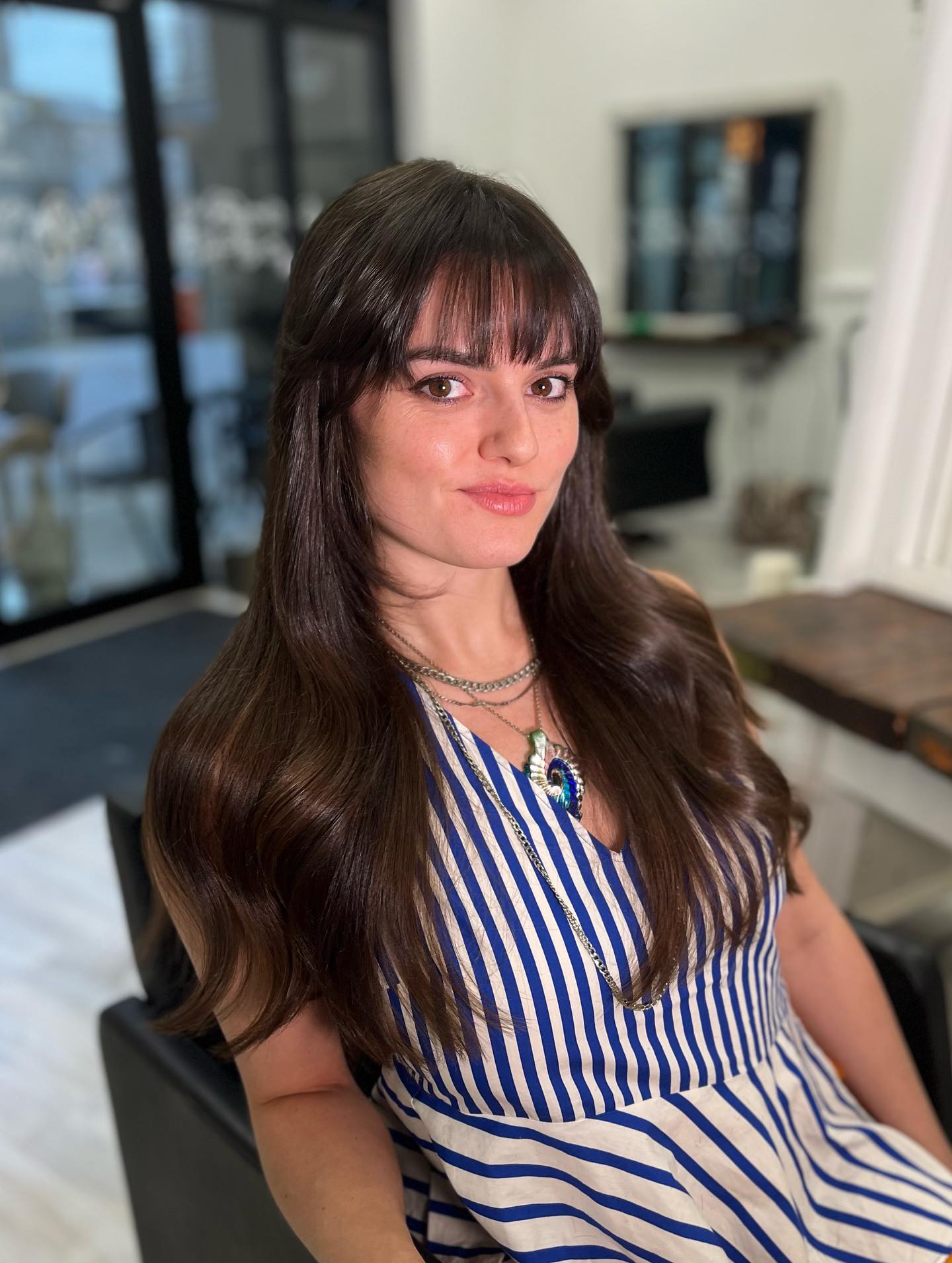 Softly Layered Long Cut with Wispy Bangs