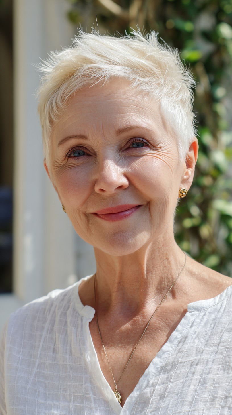 Sunlit Platinum Textured Mini Pixie