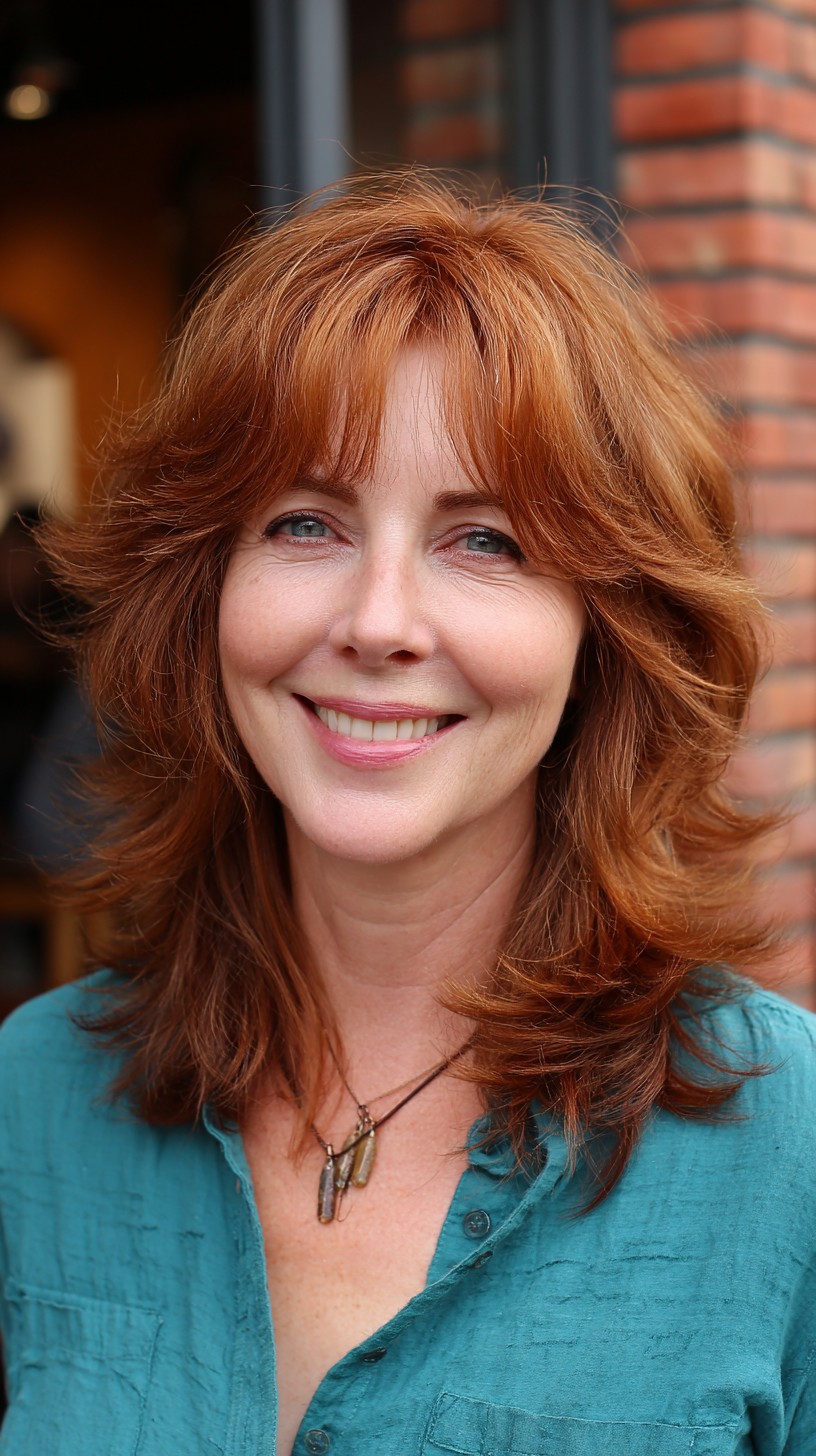 Warm Auburn Waves with Feathered Layers