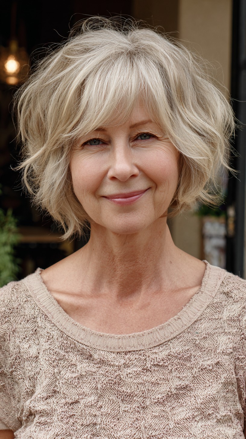 Whimsical Ash Blonde Textured Bob