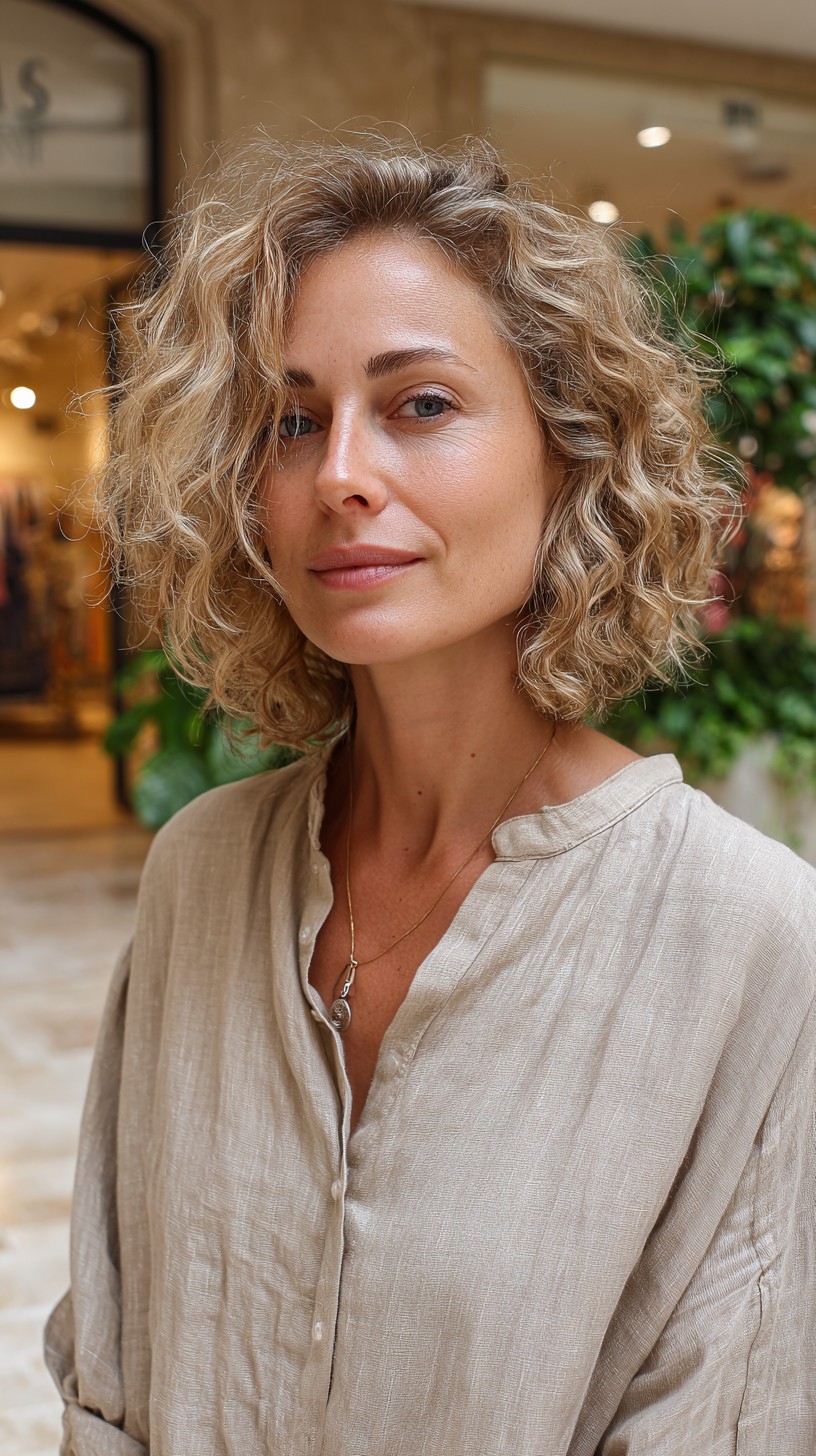 Beachy Blonde Curly Bob with Lightweight Texture