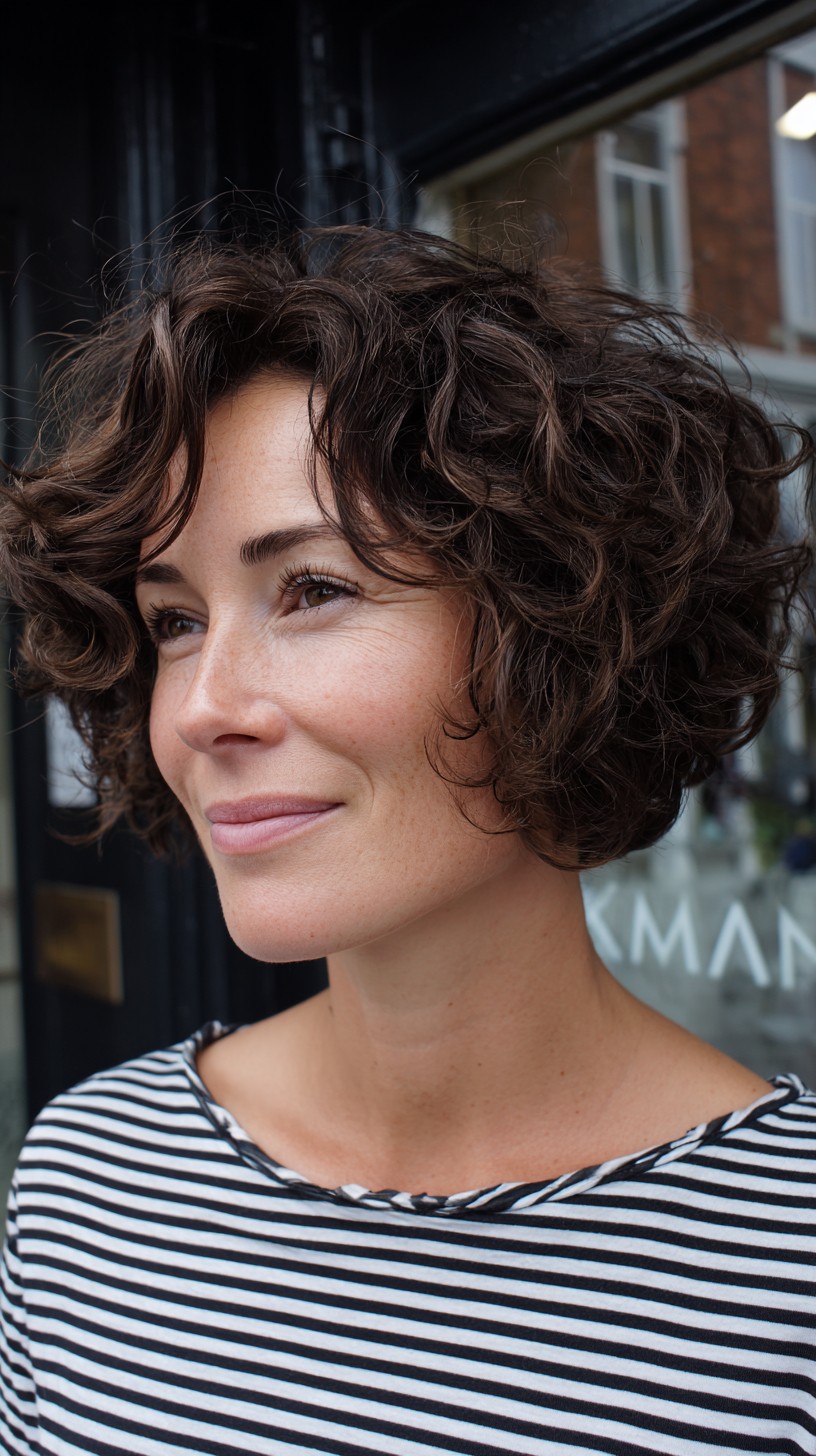 Brunette Bob with Soft Natural Curls