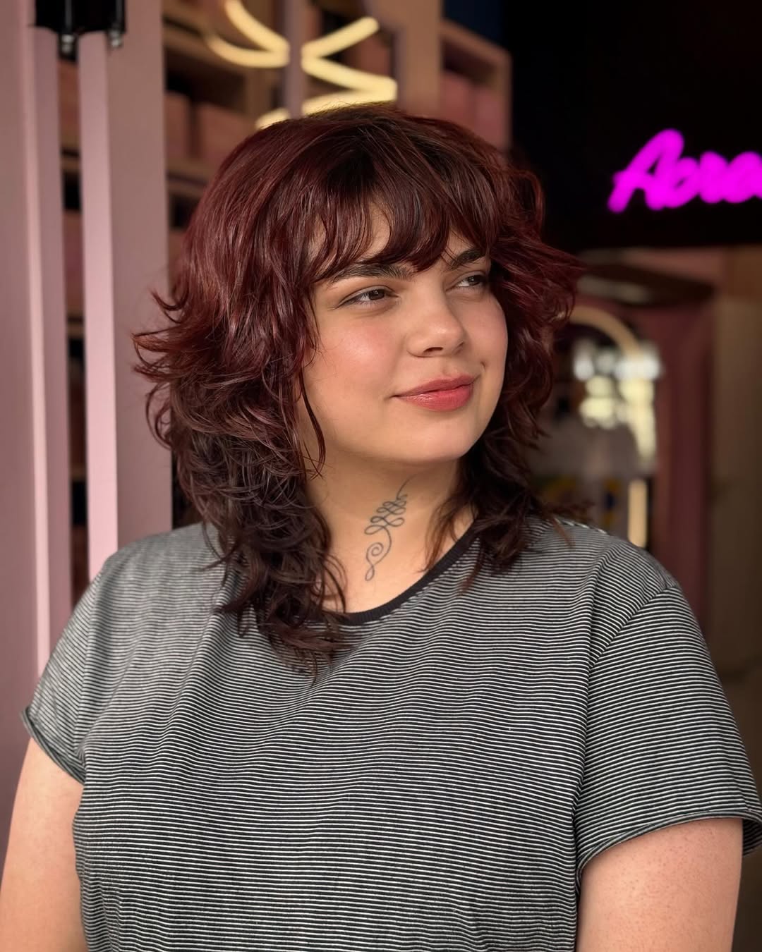Burgundy Waves with Soft Fringe