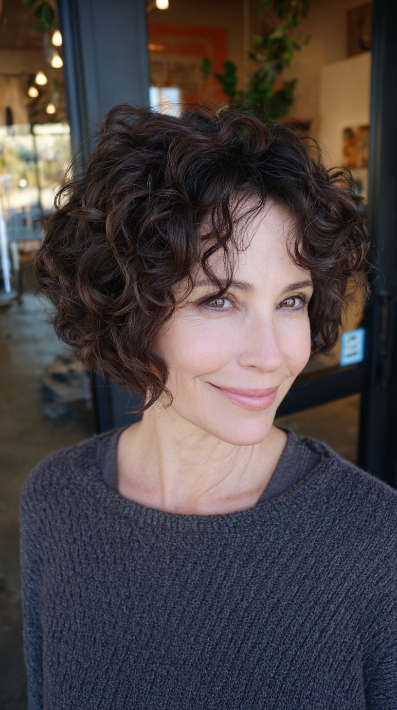 Chic Espresso Tousled Curly Bob