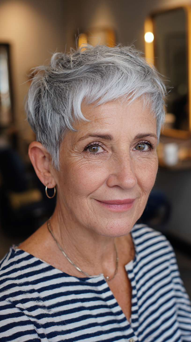 Chic Short Textured Cut with Soft Silver Tones