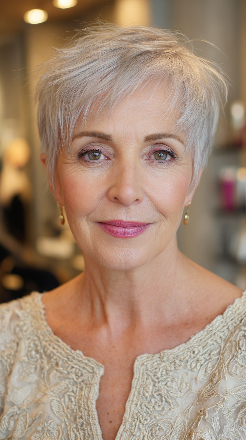 Chic Short Textured Pixie with Soft Silver Highlights