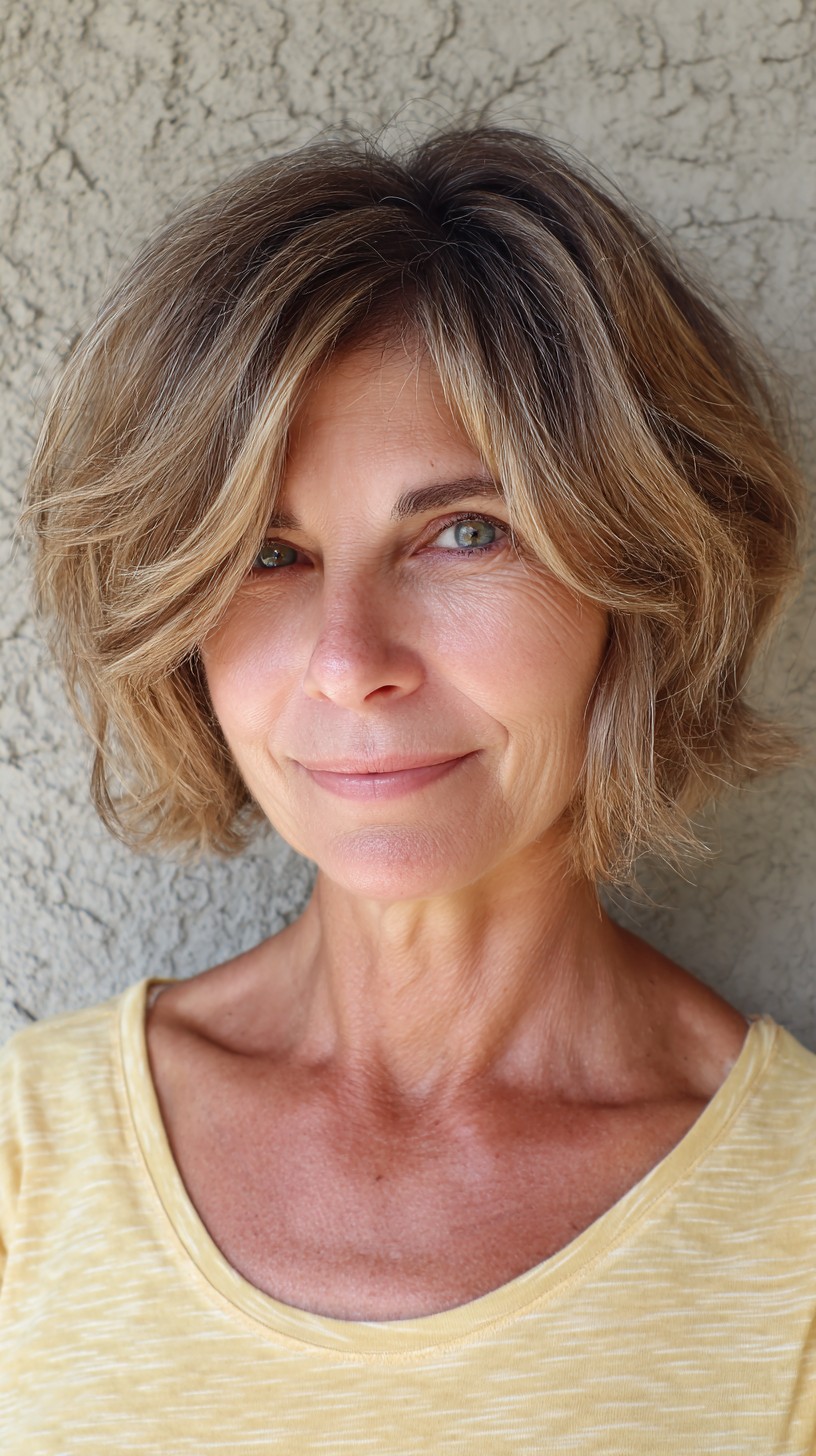 Classic Bronzed Bob with Feathered Curtain Bangs