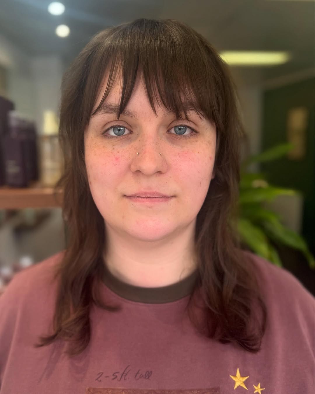 Classic Chestnut Curtain Bangs with Soft Texturing