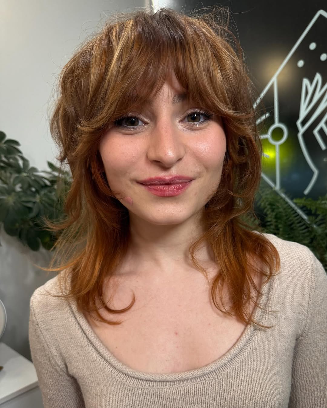 Copper-Toned Fringe with Feathered Layers