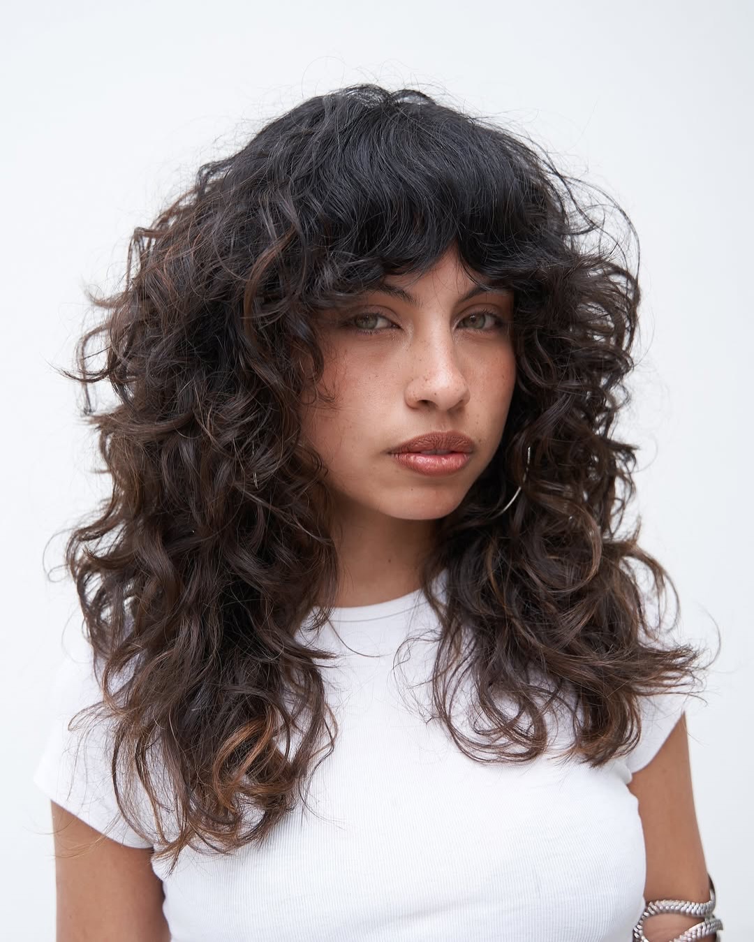 Effervescent Dark Curls with Subtle Highlights