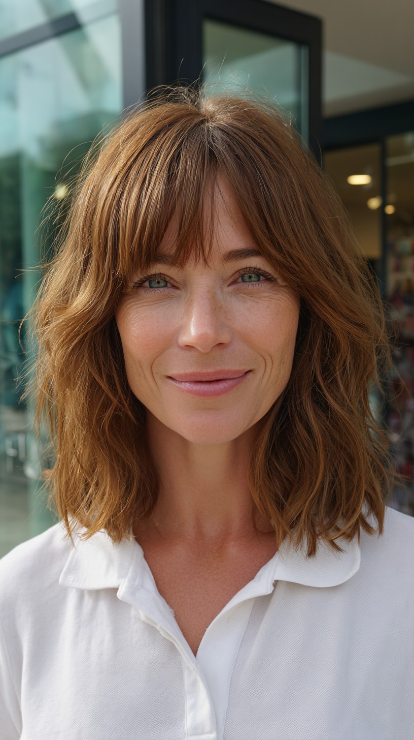 Effortless Light Brown Shag with Natural Waves