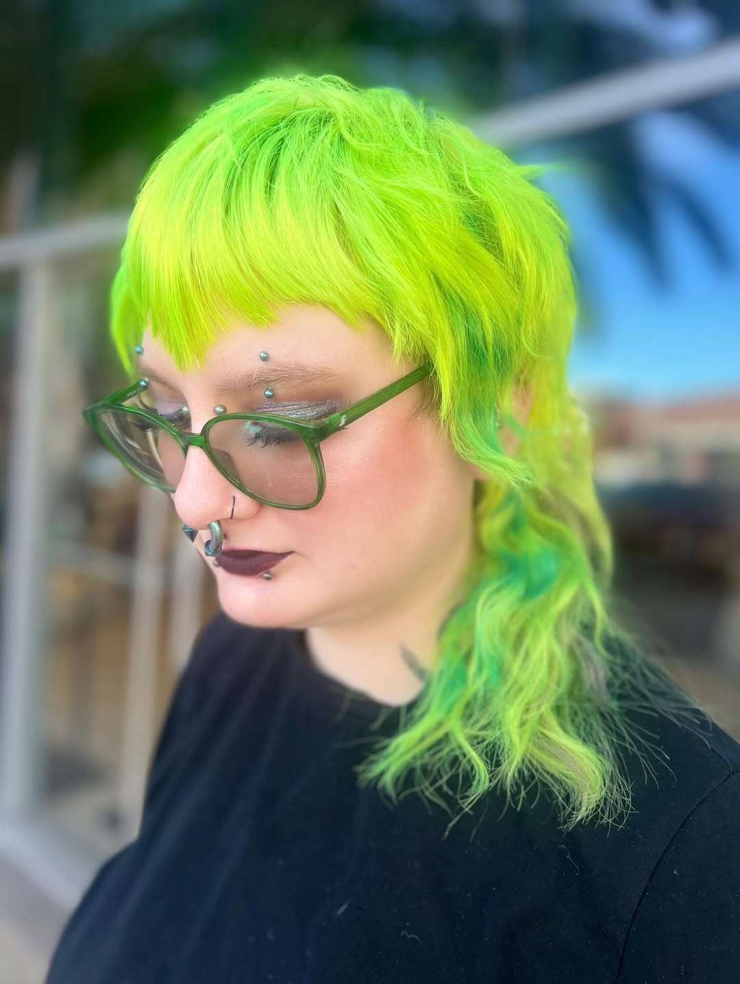 Electric Lime Layered Shag with Undercut