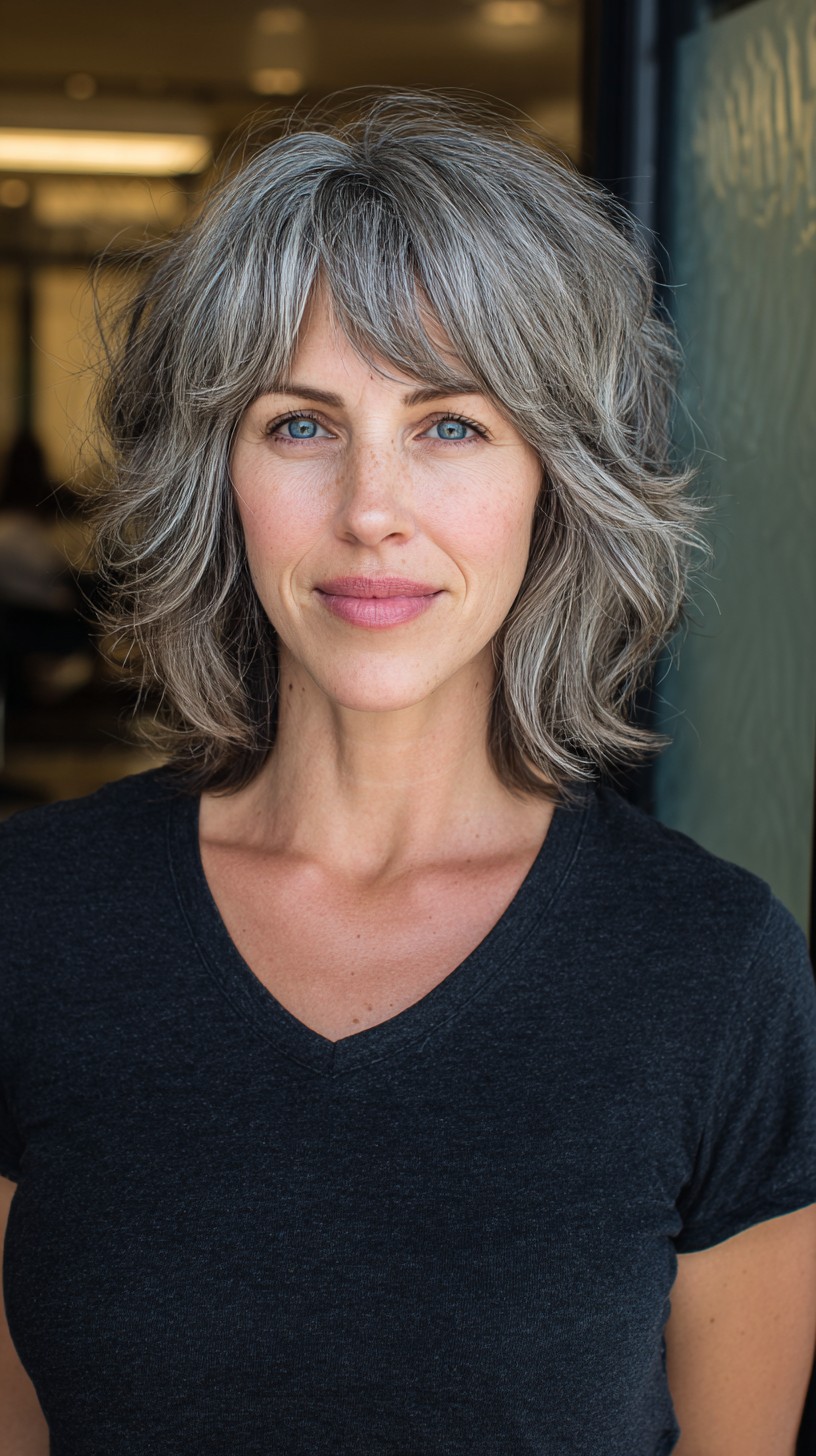 Elegant Silver Waves with Gentle Flair