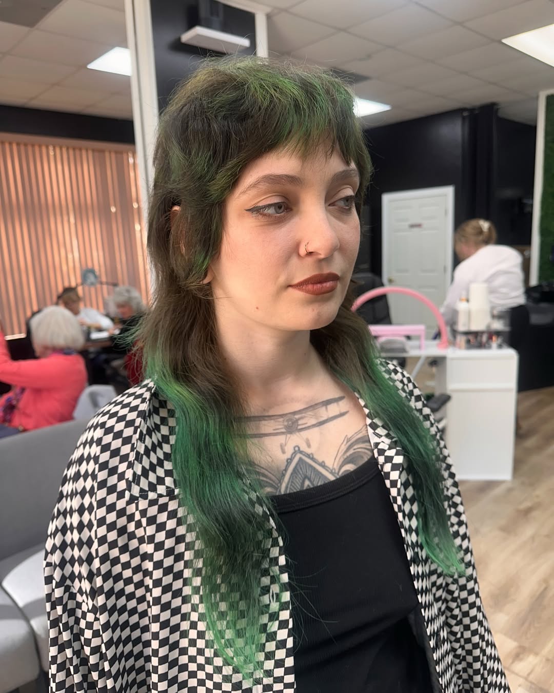 Emerald-Envy Tousled Shag with Sleek Fringe