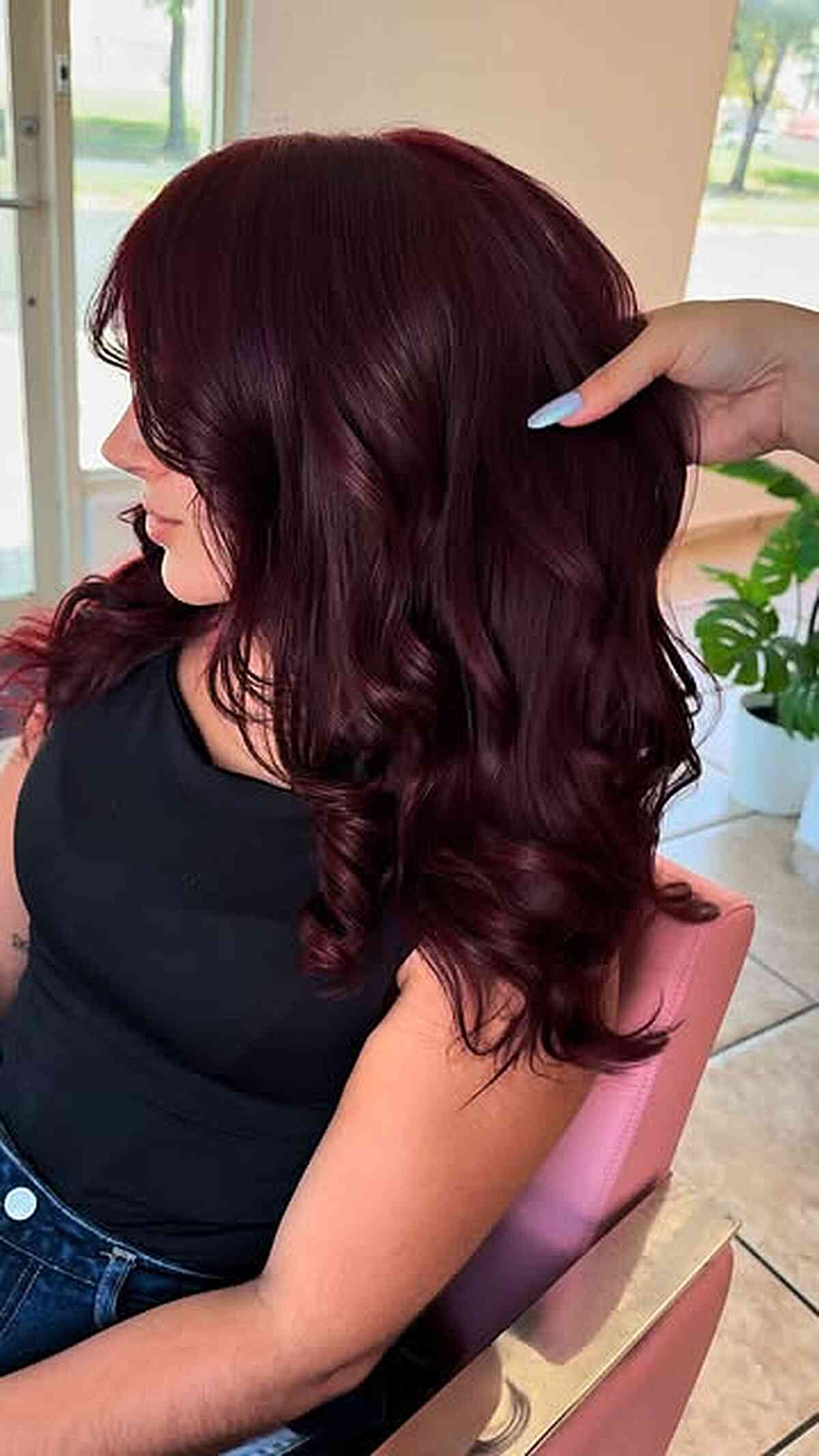 Gorgeous Wine Red Layered Waves