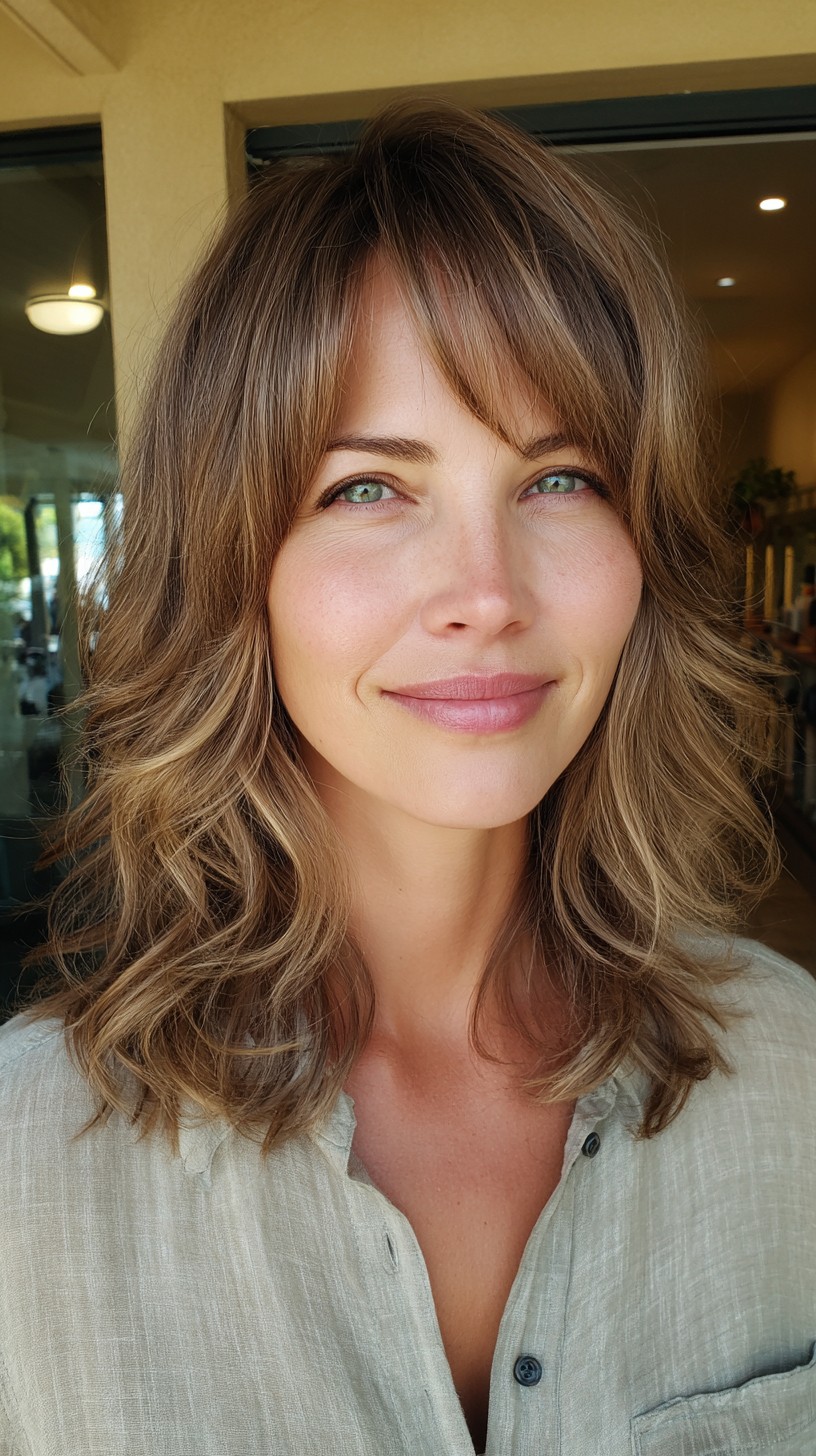 Layered Caramel Waves with Soft Fringe