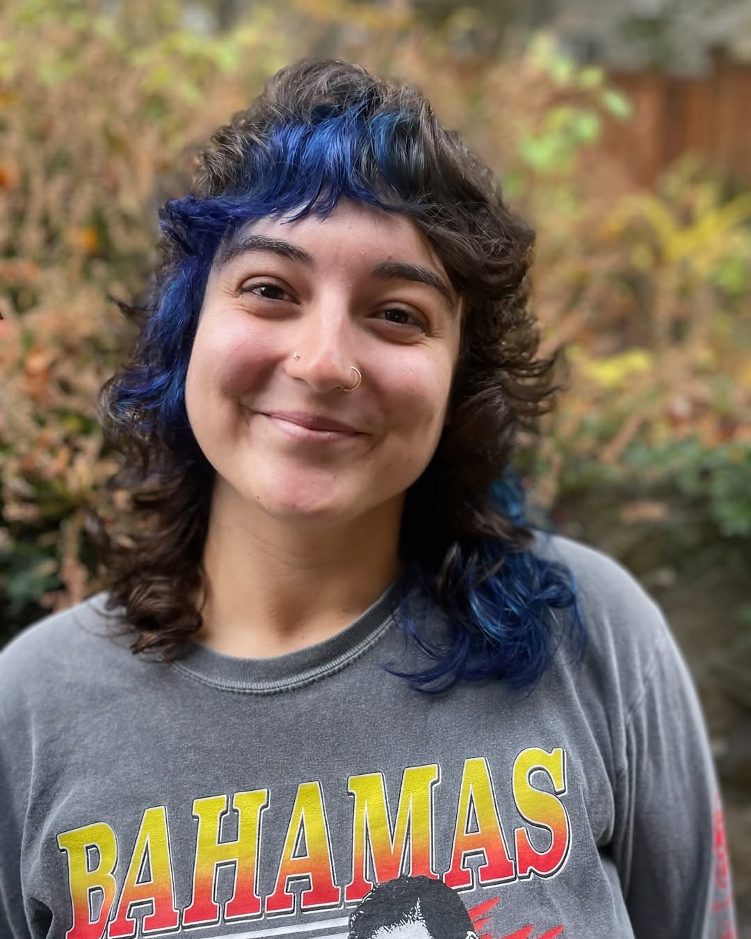 Multicolored Midnight Blue Top Layers on Natural Curls