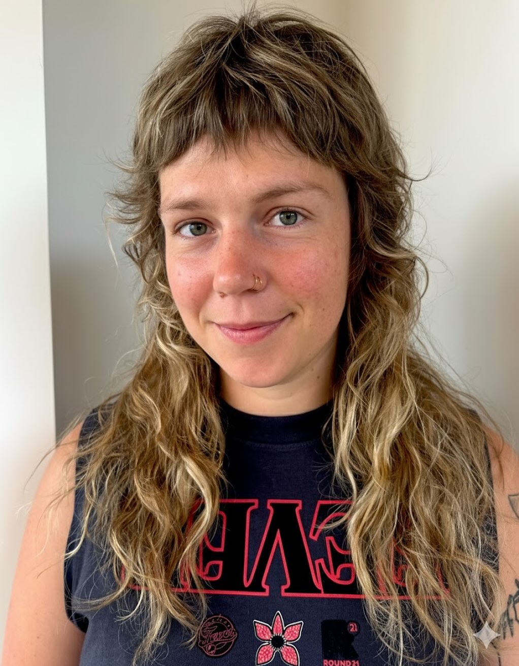 Natural Blonde Beachy Shag with Soft Bangs