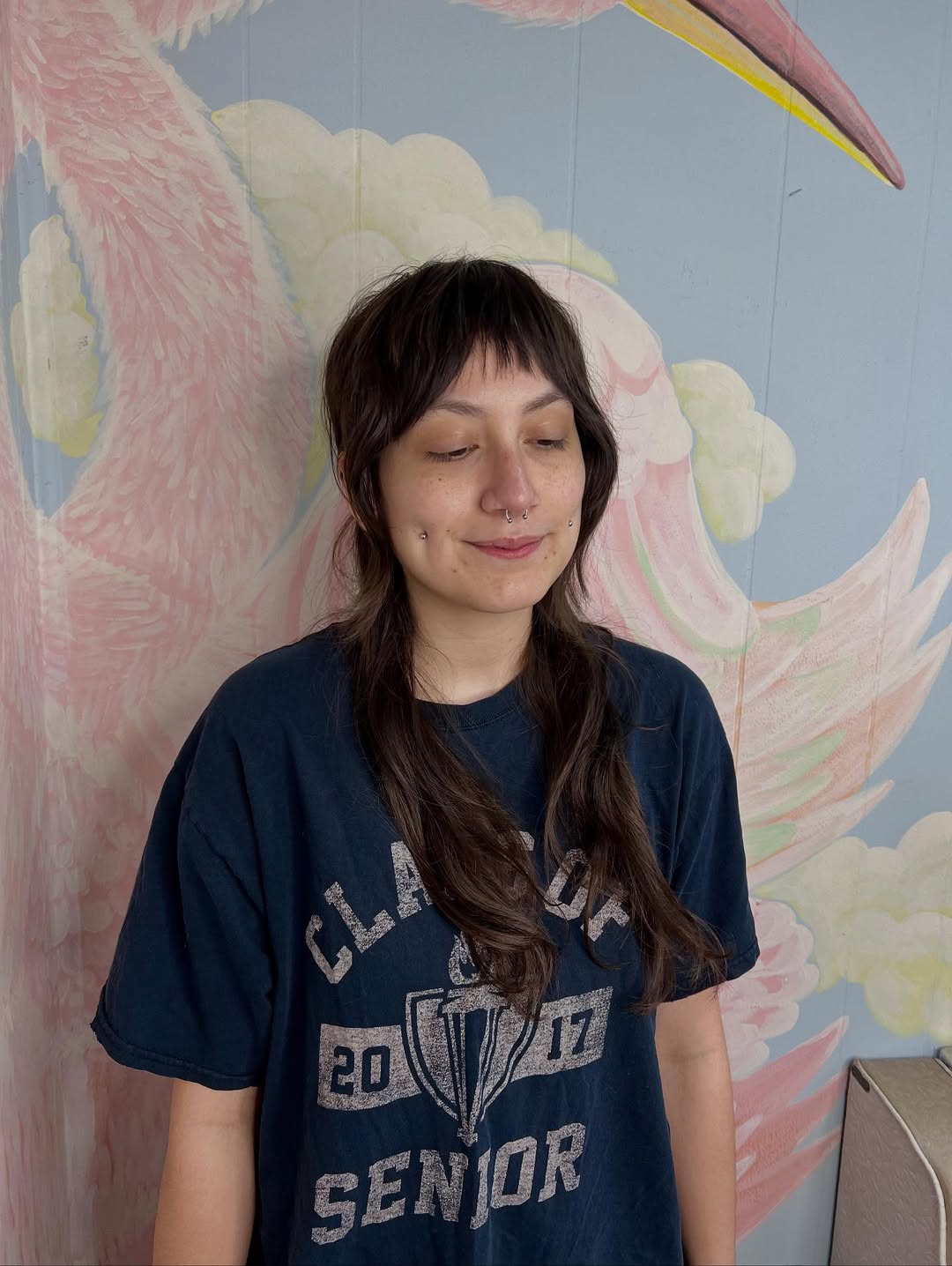 Playful Side-Swept Brunette Bangs with Casual Waves