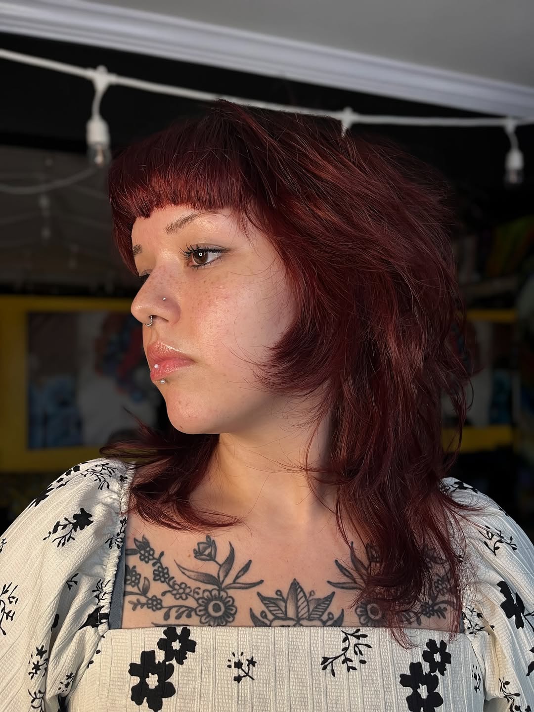 Rich Auburn Waves with Fringe Bangs