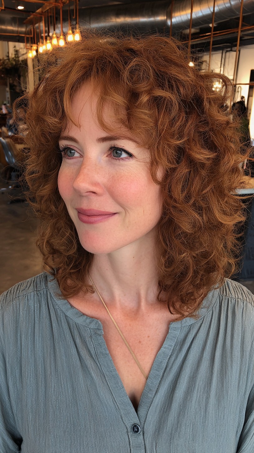 Rustic Auburn Tousled Layers for Fine Hair