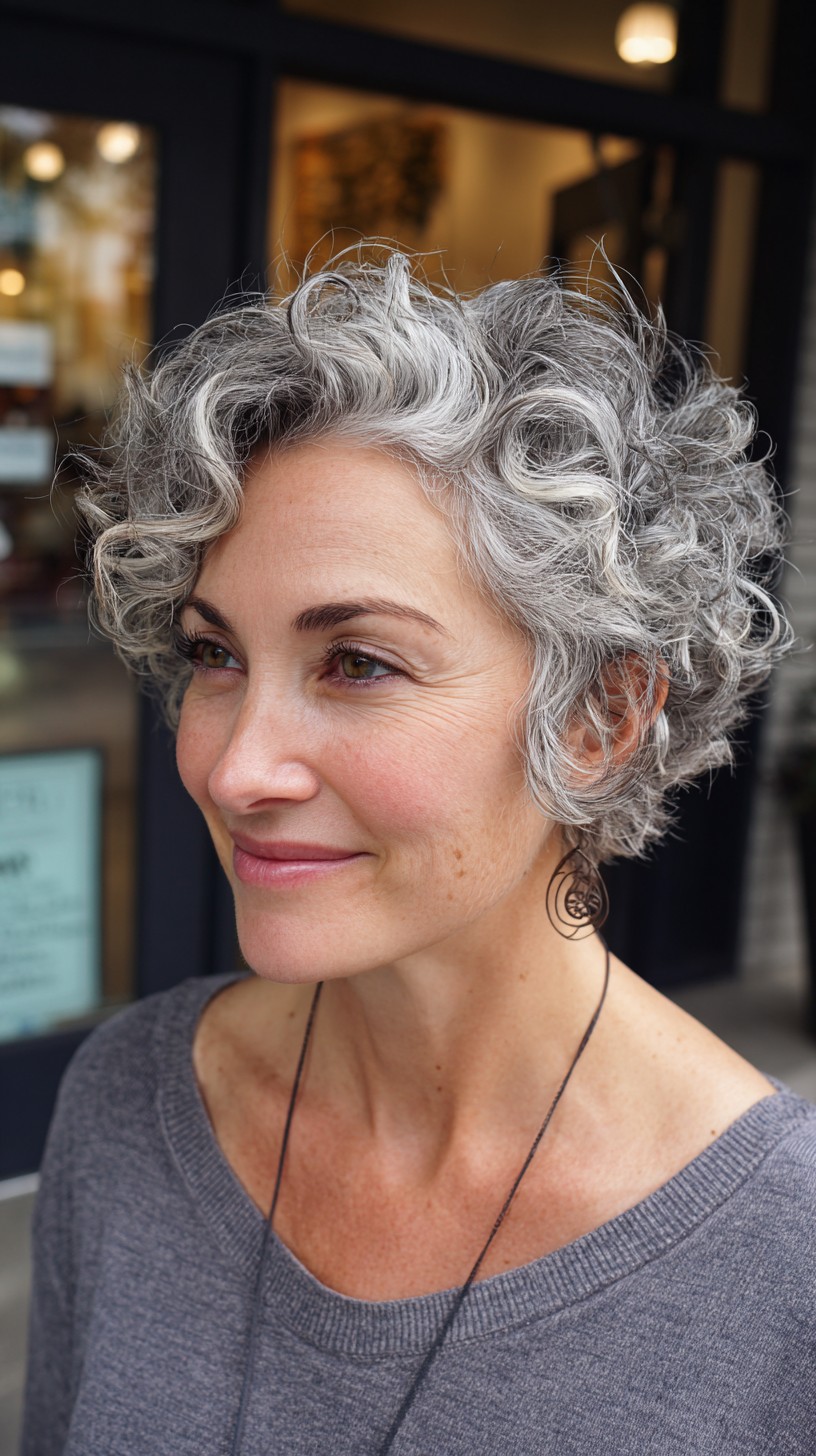 Silver Waves with Soft Defined Curls for Thin Hair