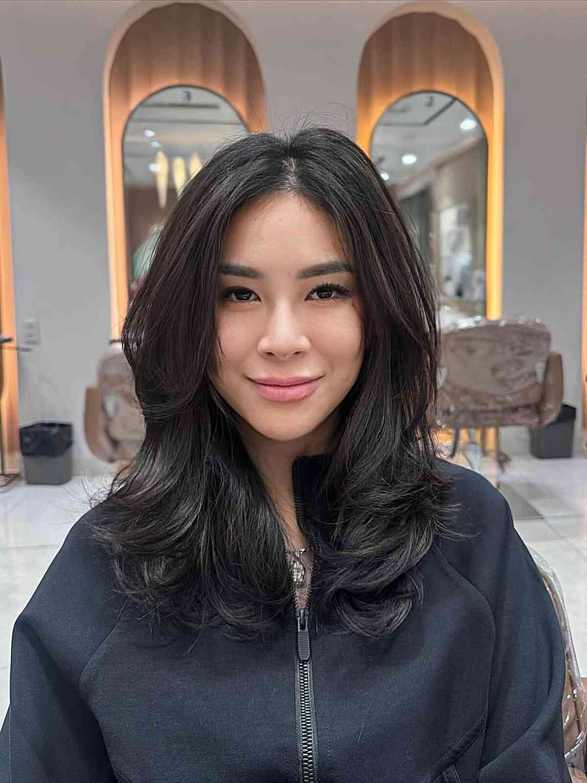 Stylish Long Dark Brown Hair with Side Part