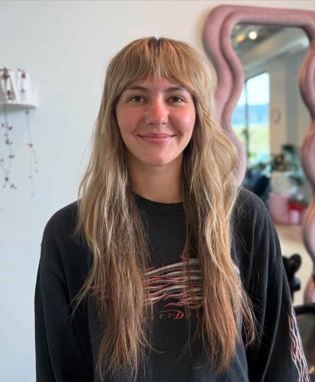 Textured Blonde Shag with Wispy Bangs