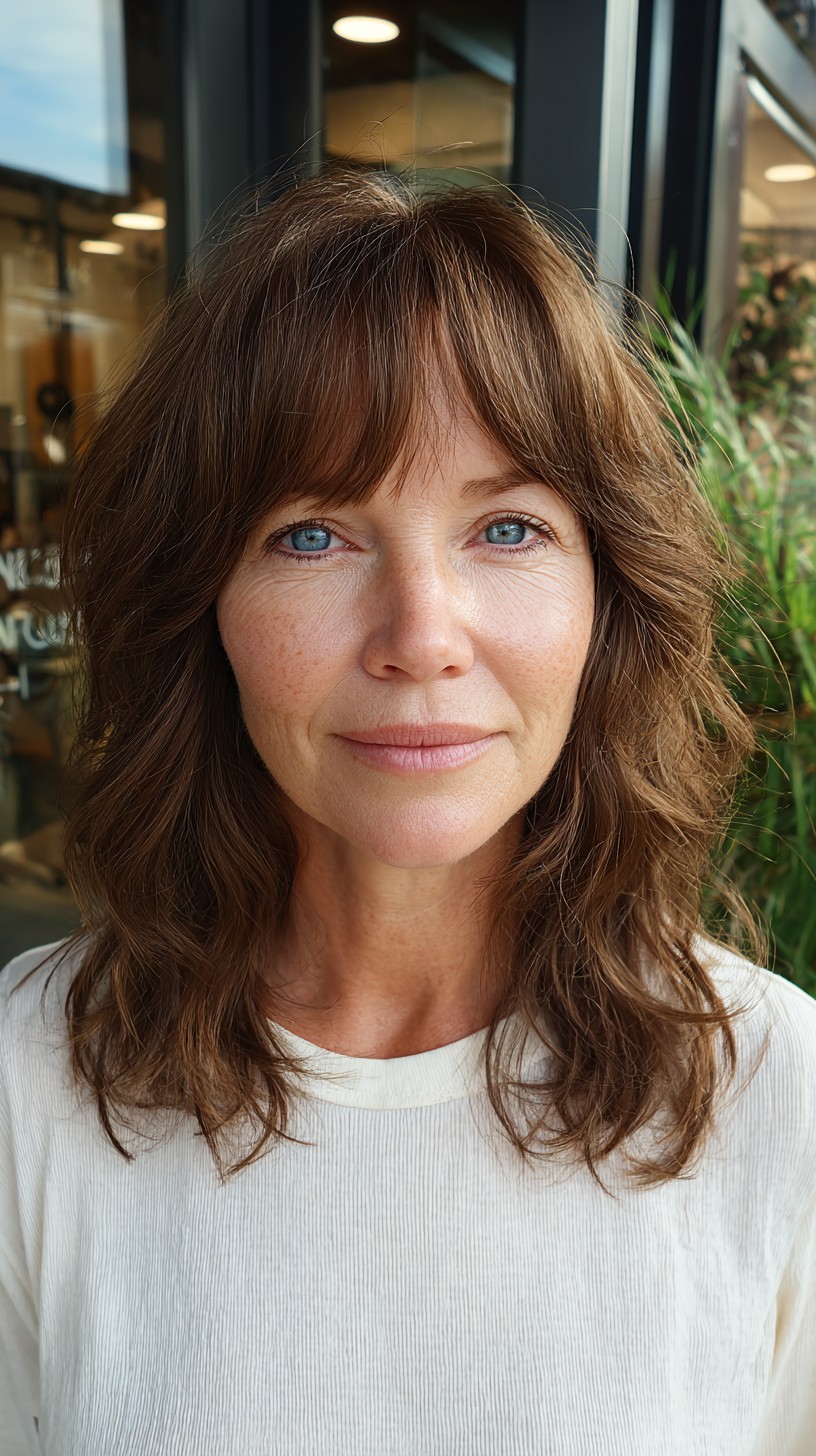 Textured Chestnut Shag with Natural Fringe