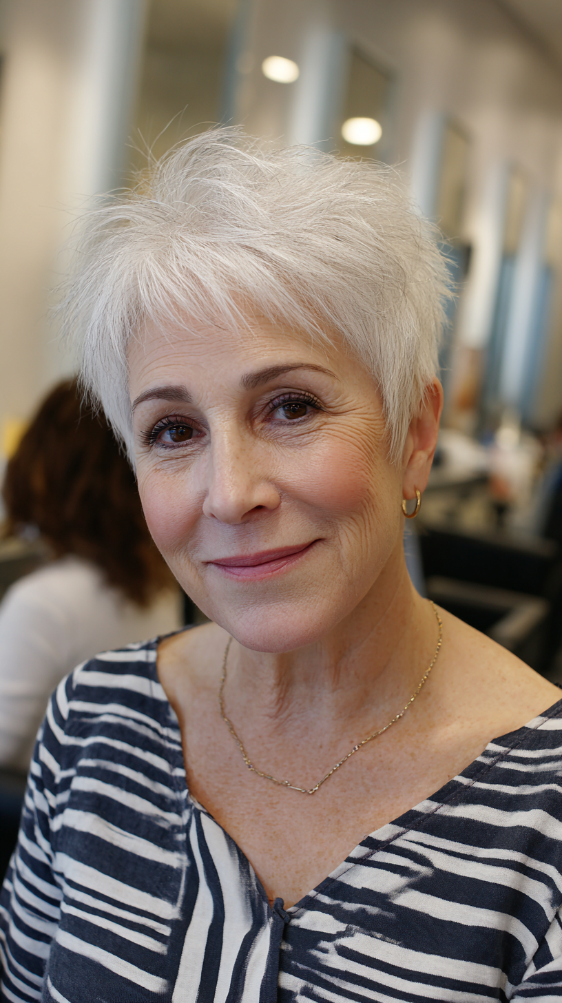 Textured Short Crop with Soft Silver Highlights