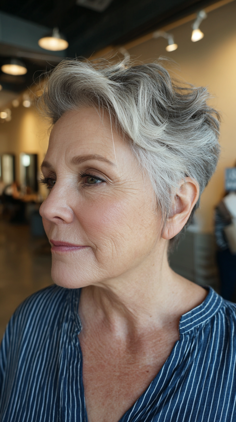 Textured Short Pixie with Soft Silver Highlights