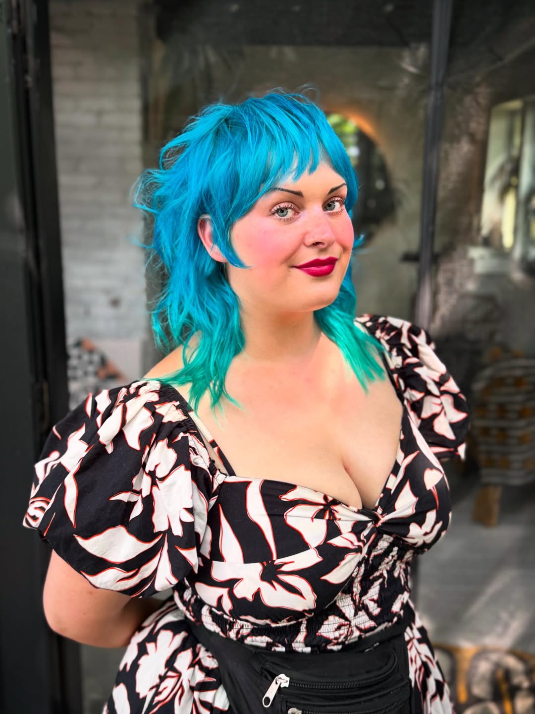 Vivid Cyan Pixie with Textured Layers