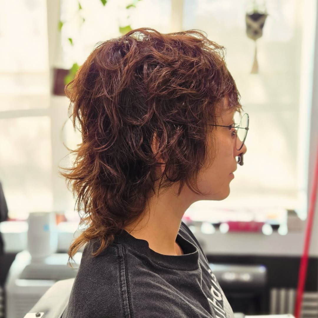 Voluminous Tousled Shag with Chocolate Hues