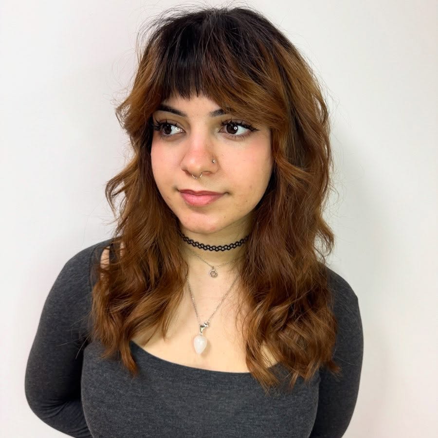 Warm Caramel Waves with Soft Fringe