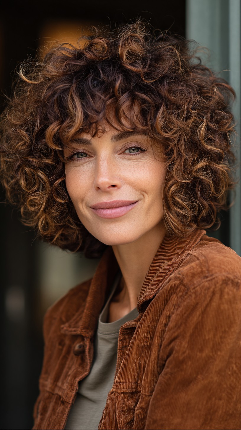 Whimsical Cinnamon Curl Bob for Fine Hair