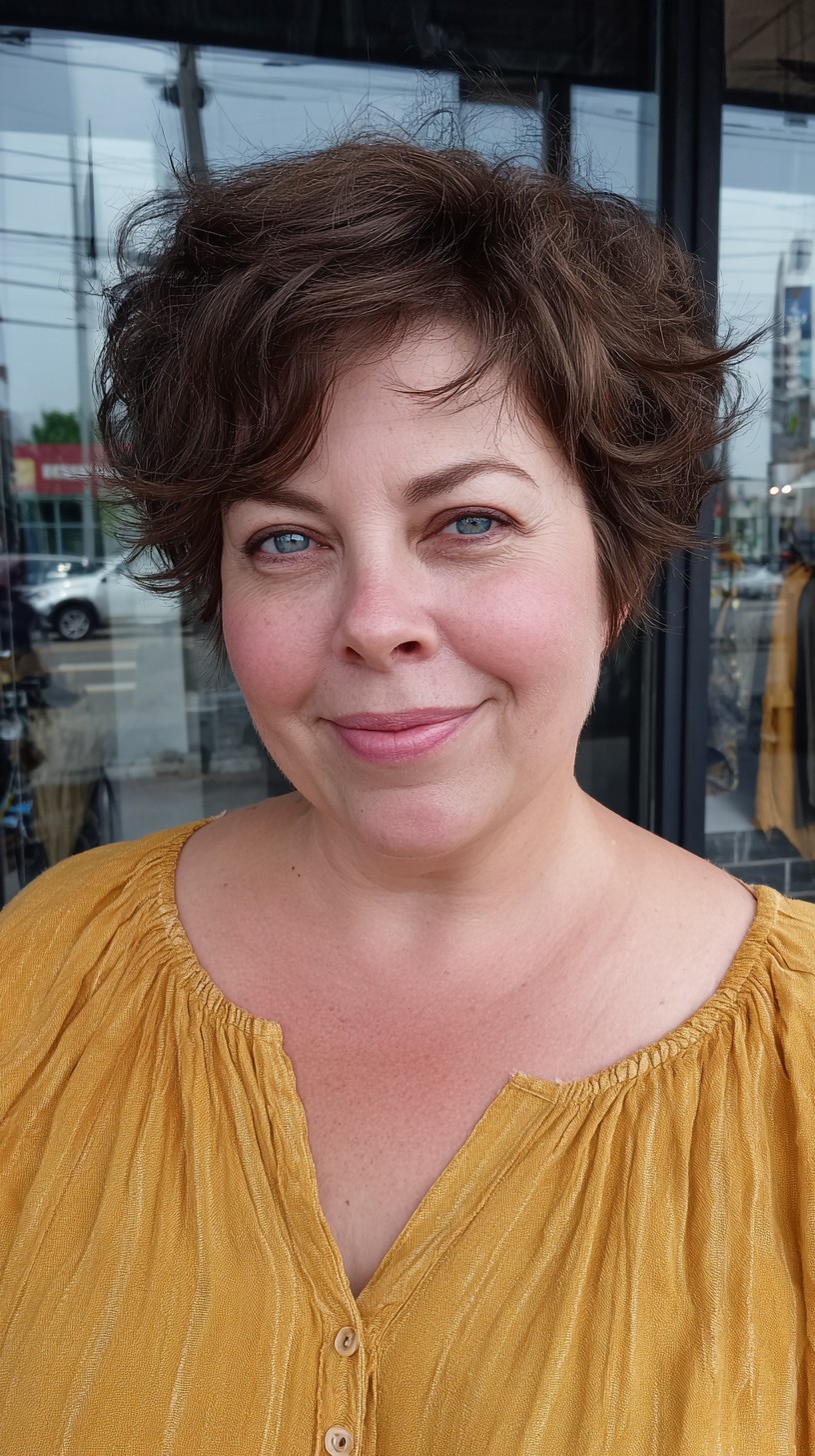 Casual Chestnut Pixie with Textured Waves