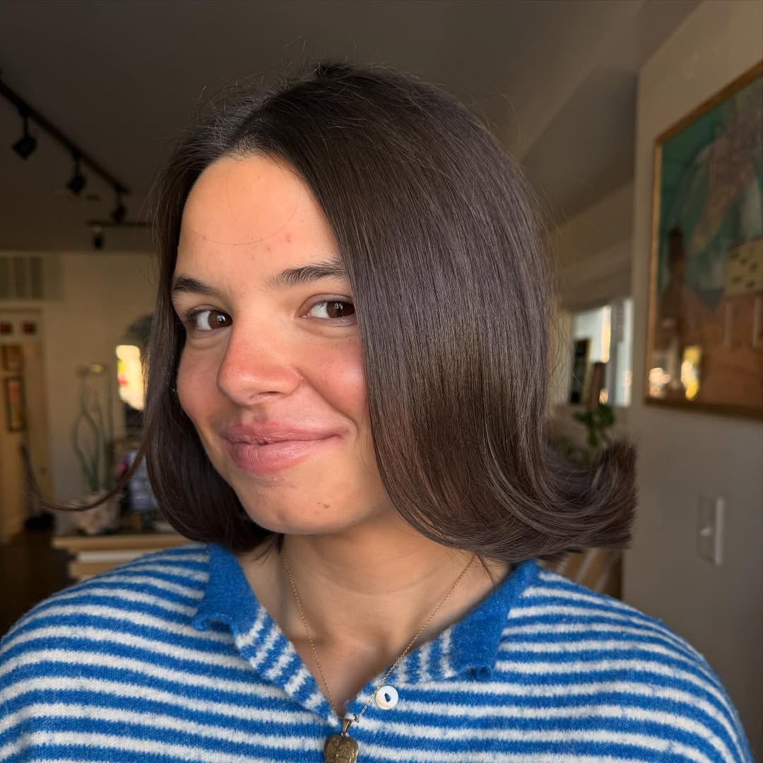 Charming Chestnut Rounded Bob with Soft Tapered Ends