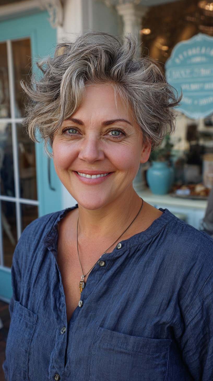 Charming Silver Layered Waves for Rounded Faces