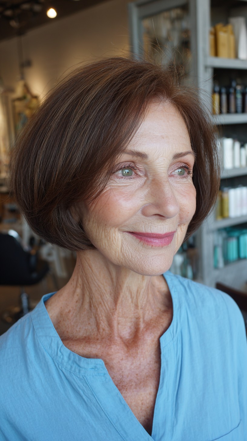 Chic Copper Layered Bob for Mature Women