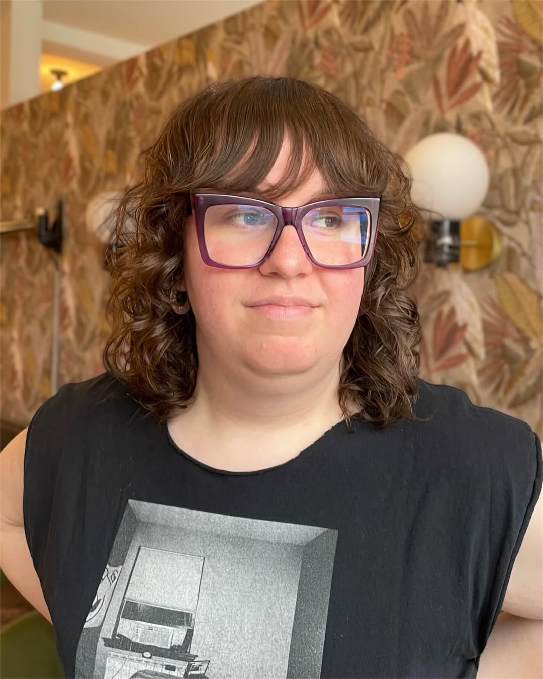 Chic Curly Shag with Soft Bangs