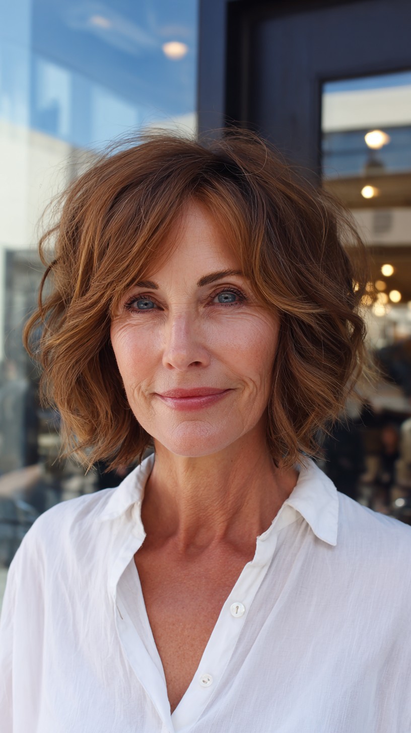 Chic Tousled Layered Bob with Breezy Bangs