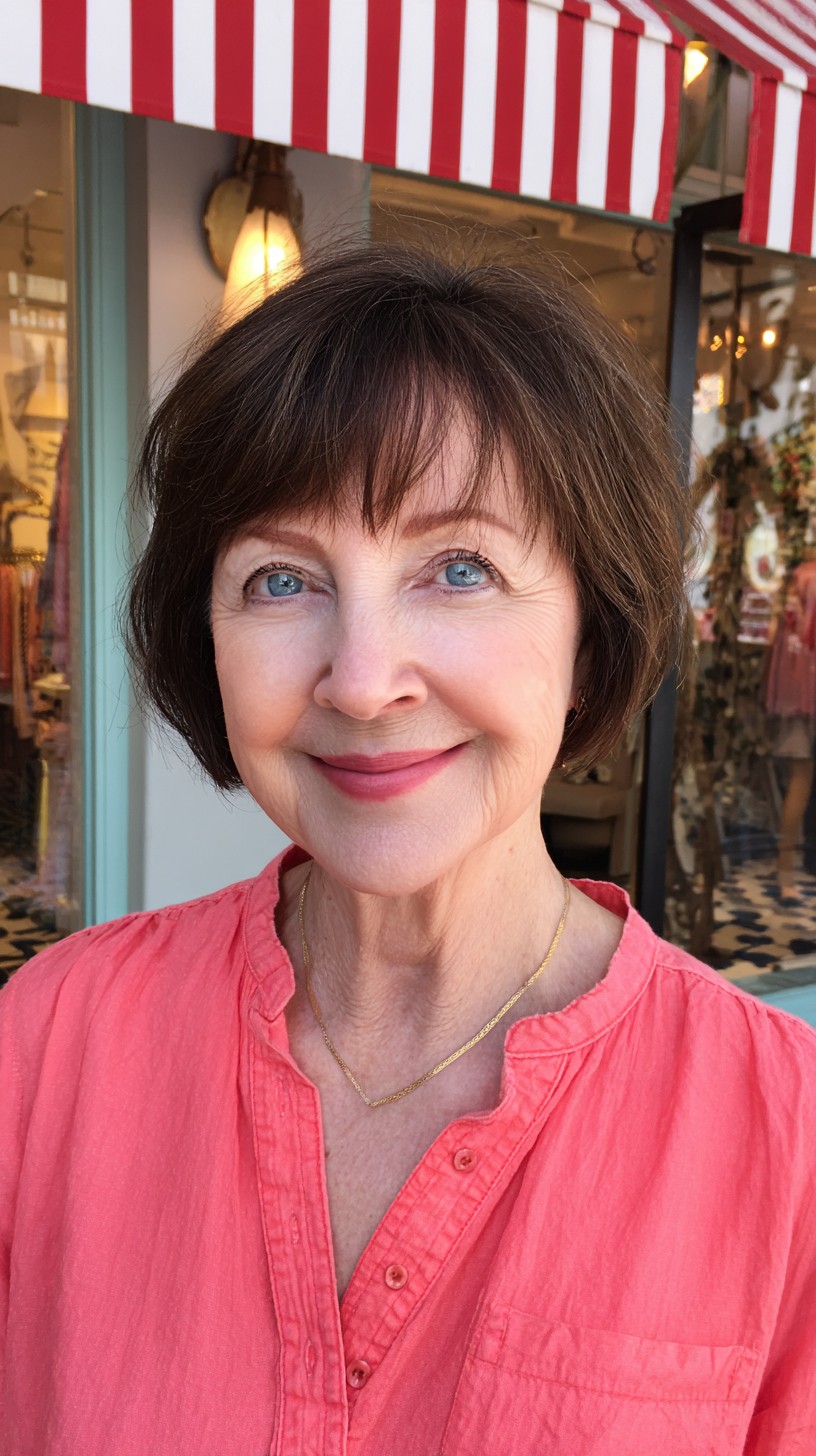 Classic Chestnut French Bob with Face-Framing Layers